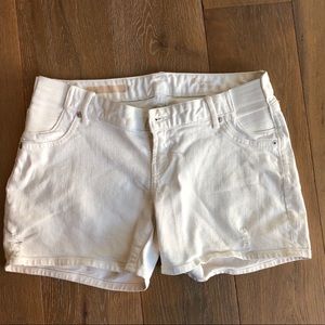 Gap maternity white jean shorts with a side panels
